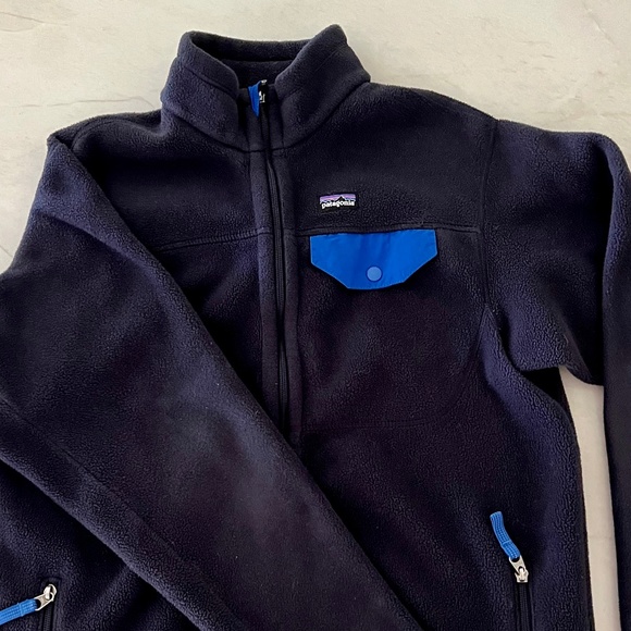Patagonia Boy XXL (16-18) Navy Blue Synchilla Fleece Full Zip Jacket - Picture 1 of 5
